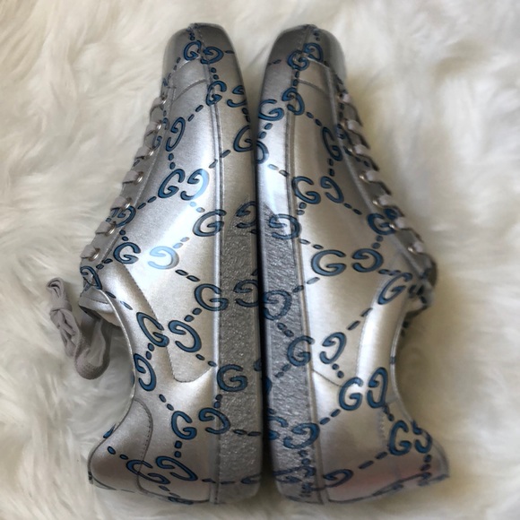 Gucci Silver and Blue Sneakers - Picture 7 of 11